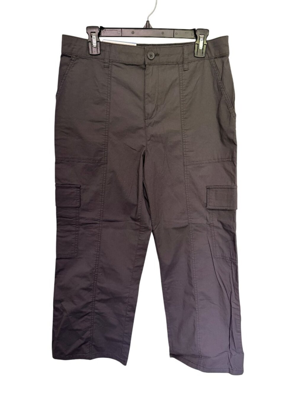 Social Standard Cargo Crop Pants Dark Gray Elastic Back NWT Womans L